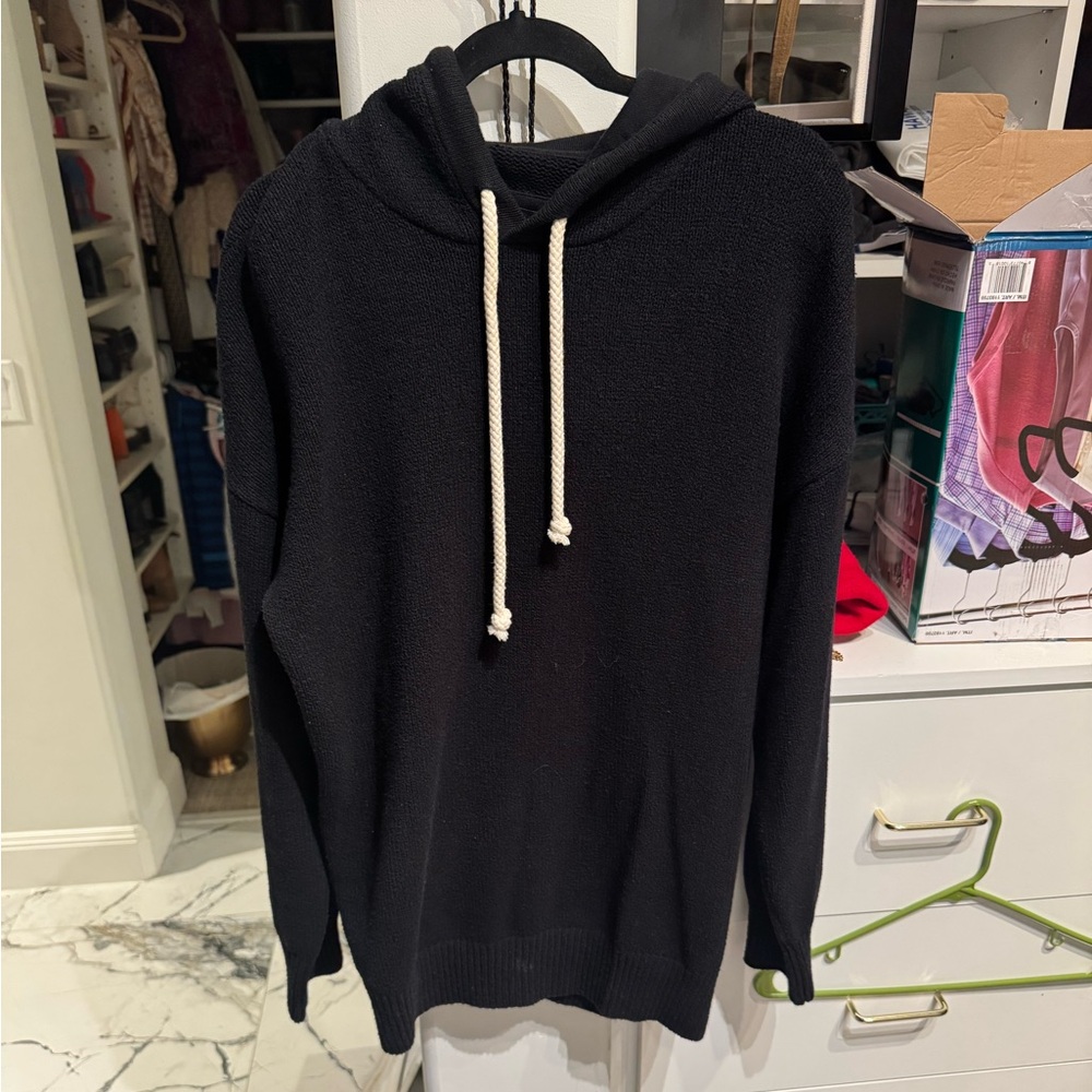 ZANEROBE BLACK KNIT HOODIE XL MENS PULLOVER